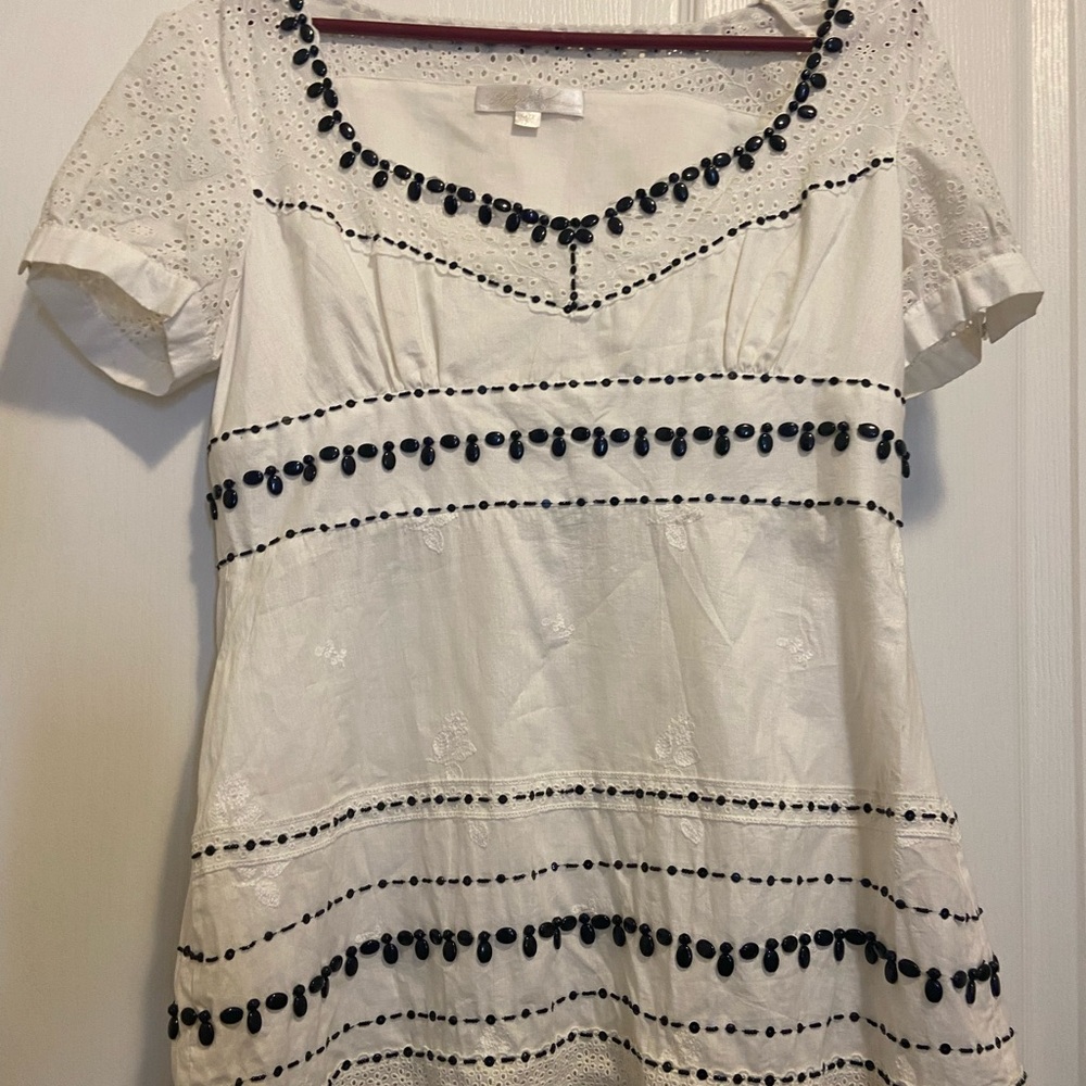 Elegant White Blouse with Black Accents